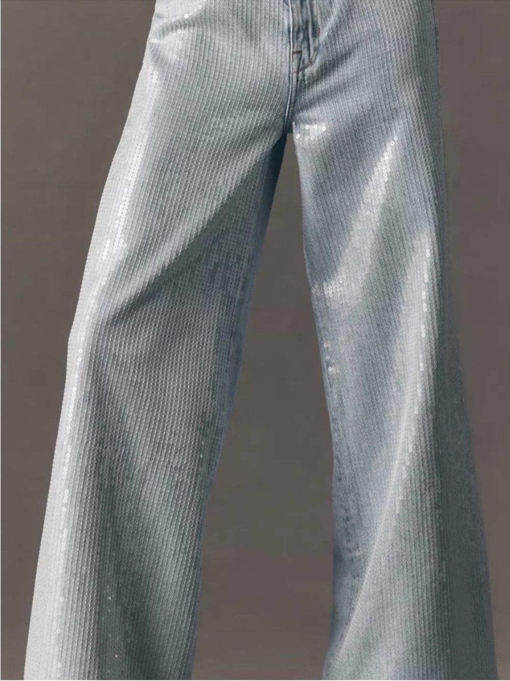 Pilcro Light Blue Sequin Wide-Leg Jeans. - Picture 2 of 5
